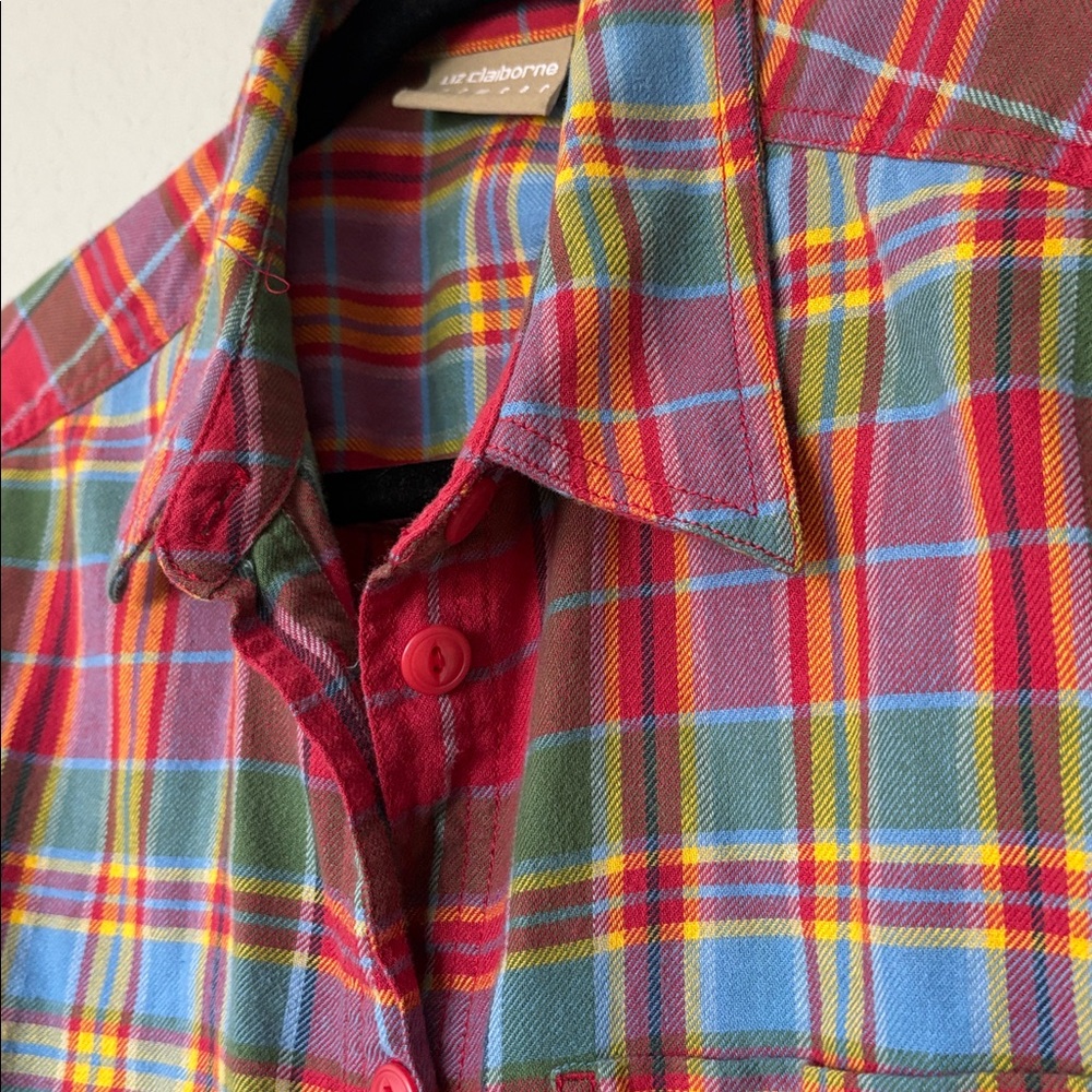 Vintage Liz Claiborne Madras Plaid Flannel
